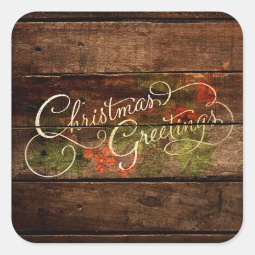 Rustic Country Christmas Square Sticker