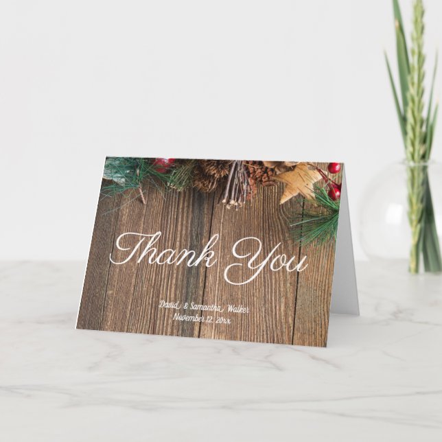 Rustic Country Christmas Thank You Card (Front)