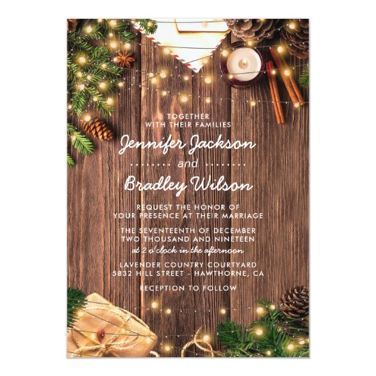 Rustic Country Christmas Themed Wedding Invitation | Zazzle.com