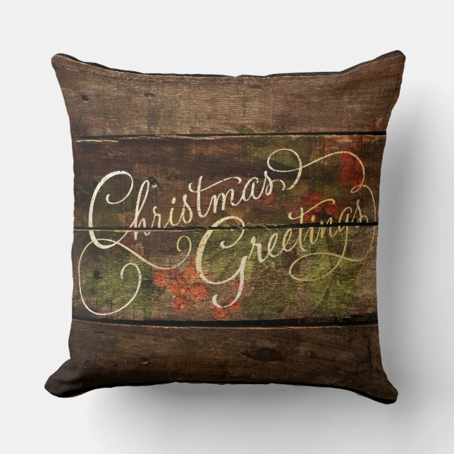Rustic Country Christmas Throw Pillow (Front)