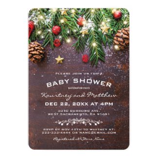 Rustic Country Christmas Baby Shower Invitations Retro Invites Rustic Country Christmas Baby Shower Invitations Retro Invites