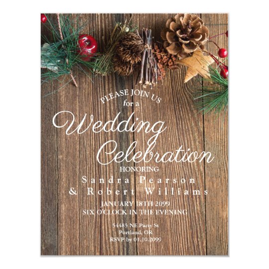 Rustic Country Christmas Wedding Invitation Zazzle Com