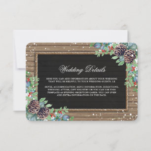 Rustic Country Christmas Winter Wedding Details Invitation