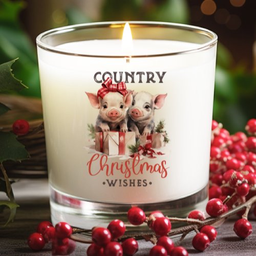 Rustic Country Christmas Wishes Cute Pig Scented Candle