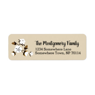 Rustic Country Cotton Flowers & Family Name Label