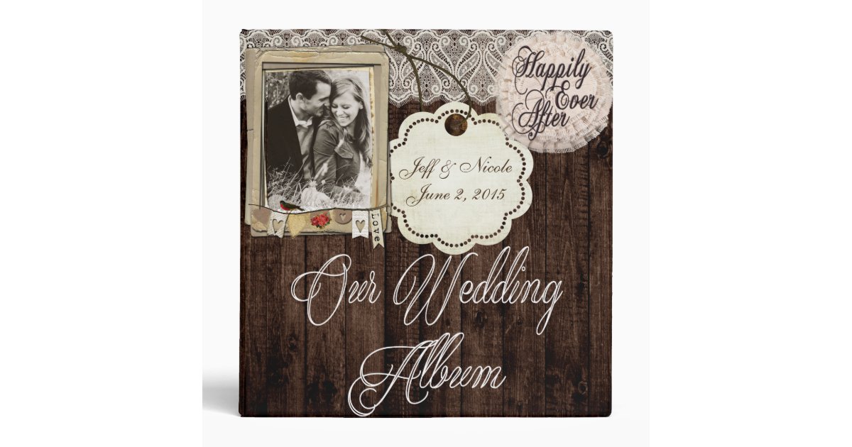 Rustic Country Couple Photo Wedding Photo Album 3 Ring  