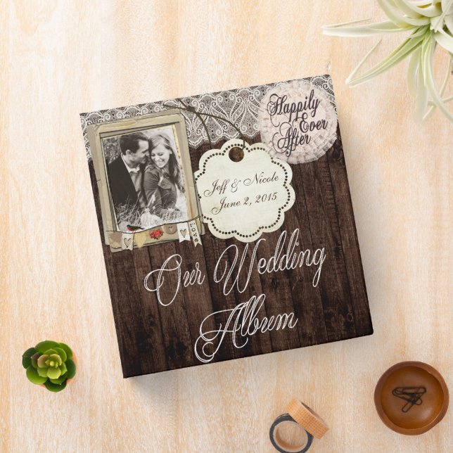 Rustic Country Couple Photo Wedding Photo Album 3 Ring Binder (In Situ)