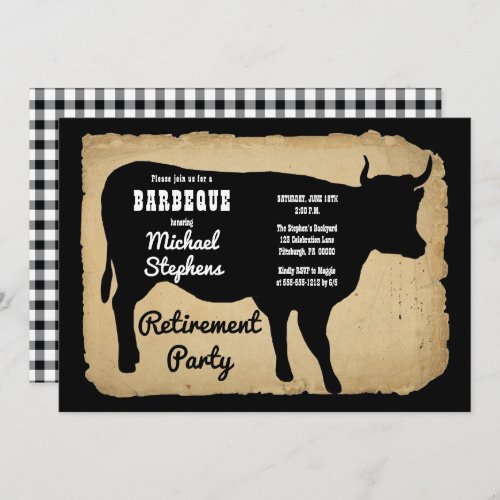 Rustic Country Cow BBQ Retirement Party Invitation