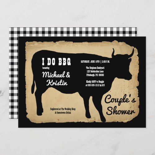 Rustic Country Cow Couples Shower I DO BBQ  Invitation