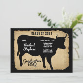 Rustic Country Cow Graduation Party Backyard BBQ Invitation (Standing Front)