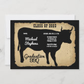 Rustic Country Cow Graduation Party Backyard BBQ Invitation (Front)