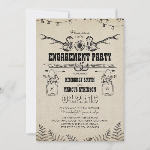 Rustic Country Cowboy Boots Engagement Party Invitation