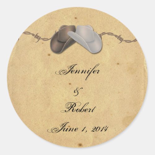 Rustic Country Cowboy Hats Barbed Envelope Seal