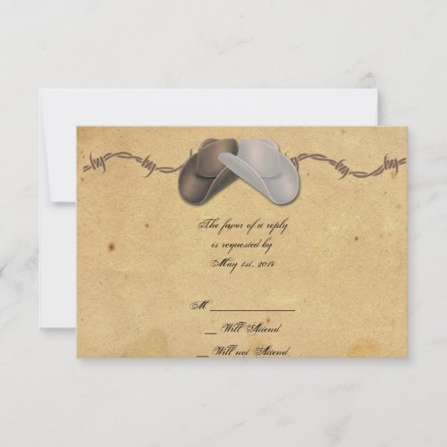 Rustic Country Cowboy Hats Barbed Response Card