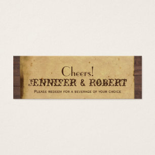 Rustic Country Cowboy Hats Wedding Drink Tickets