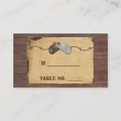 Rustic Country Cowboy Hats Wedding Place Cards Business Card Template