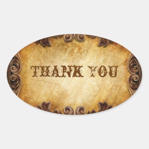 Rustic Country Cowboy Western Wedding Oval Sticker