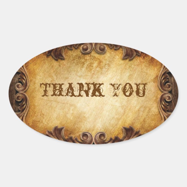 Rustic Country Cowboy Western Wedding Oval Sticker (Front)