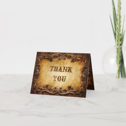 Rustic Country Cowboy Western Wedding Thank You Card