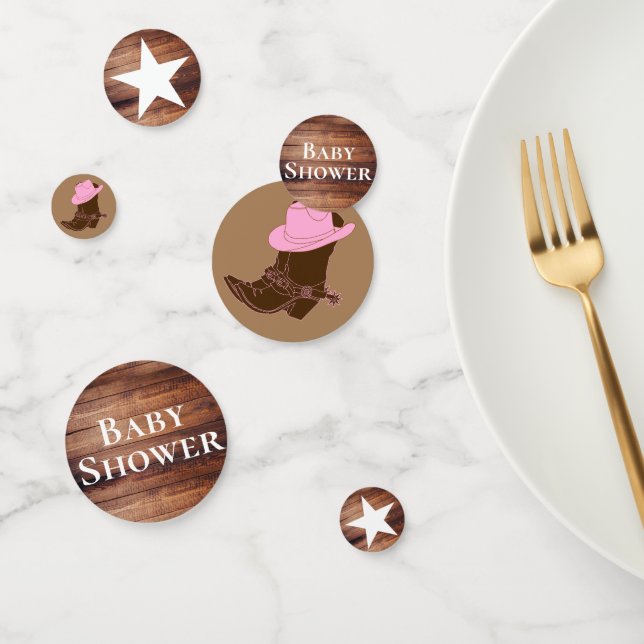 Rustic Country Cowgirl Boots & Hat Baby Shower Confetti (Group)
