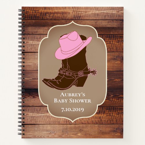 Rustic Country Cowgirl Boots  Hat Barn Wood Plank Notebook