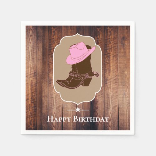 Rustic Country Cowgirl Boots  Hat  Personalized Napkins