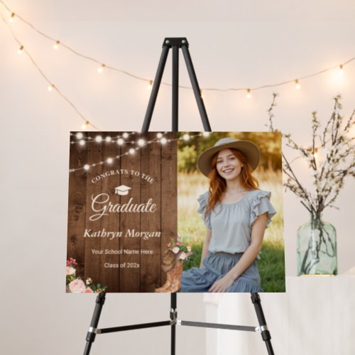 Rustic Country Cowgirl Boots Photo Graduation Foam Board