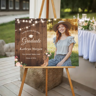 Rustic Country Cowgirl Boots Photo Graduation Foam Board
