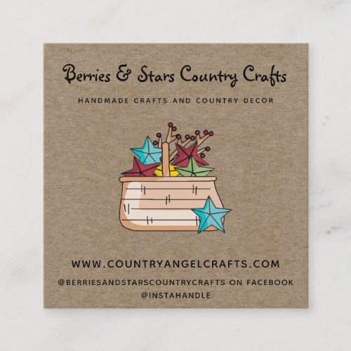 Rustic Country Crafts Primitive Kraft  Square Business Card