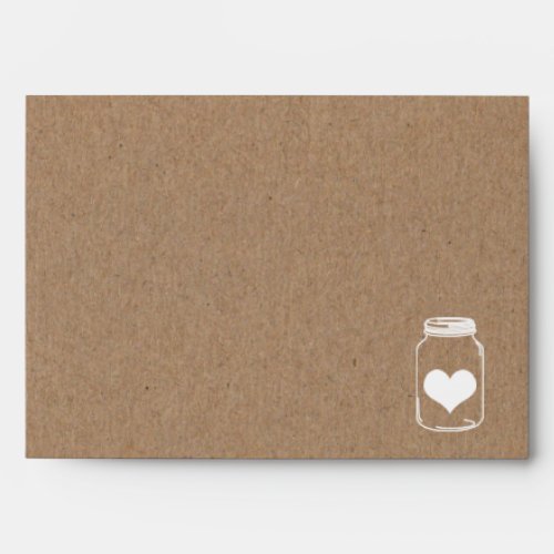 Rustic  Country Cute Heart Mason Jar Wedding Envelope
