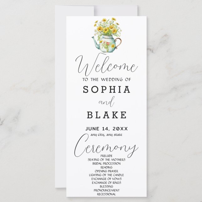Rustic Country Daisies White Wedding Program (Front)