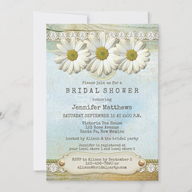 Rustic Country Daisy Bridal Shower Invitation (Front)