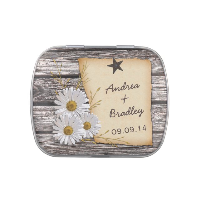 Rustic Country Daisy Wedding Favor Candy Tin (Top)