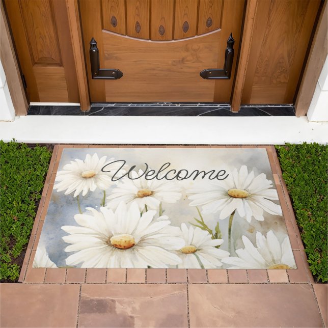 Rustic Country Daisy Welcome  Doormat (Outdoor)