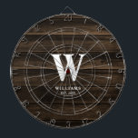 Rustic Country Dark Barn Wood Personalized Dart Board<br><div class="desc">Have fun with family and friends by throwing darts at this custom barn wood dartboard. Easily personalize with a name and monogram.</div>