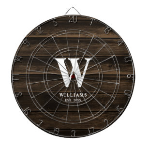 Rustic Country Dark Barn Wood Personalized Dart Board