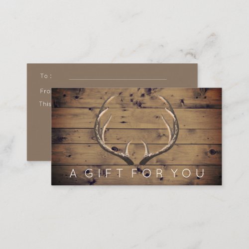 Rustic Country Deer Antlers Gift Card Certificate