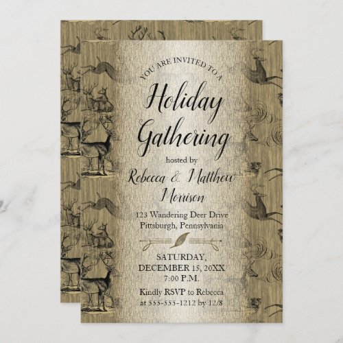 Rustic Country Deer Holiday Gathering Invitation