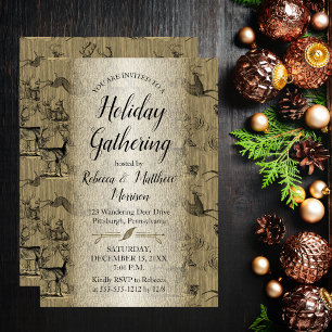 Rustic Country Deer Holiday Gathering Invitation