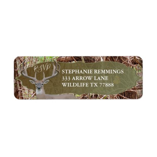 Rustic Country Deer Hunter Wedding RSVP Label