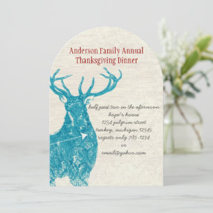 Rustic country Deer Thanksgiving Dinner Invitation