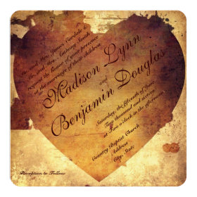 Rustic Country Distressed Heart Wedding Invitation