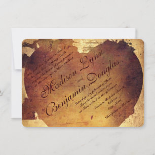 Rustic Country Distressed Heart Wedding Invitation