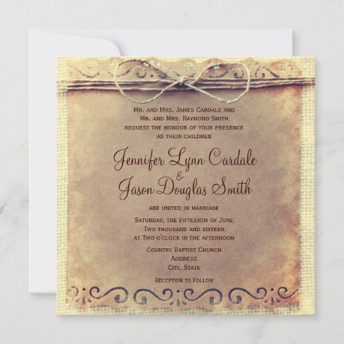 Rustic Country Distressed Vintage Wedding Invites