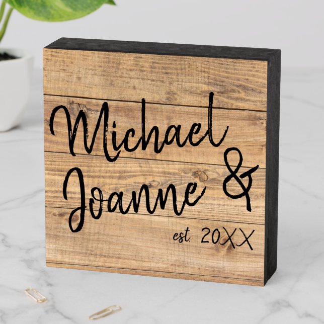 Rustic Country Distressed Wood Personalized Wooden Box Sign (In Situ Horizontal)