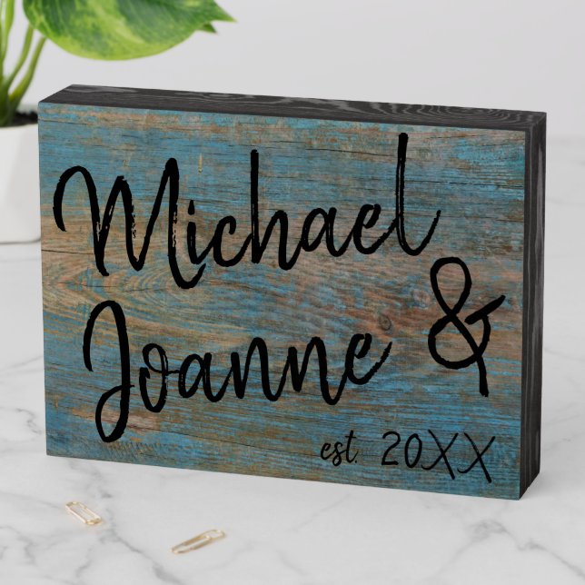 Rustic Country Distressed Wood Personalized Wooden Box Sign (In Situ Horizontal)