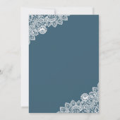Rustic Country Dusty Blue Floral Lace Quinceanera Invitation (Back)