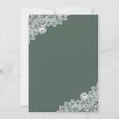 Rustic Country Dusty Green Floral Lace Quinceanera Invitation (Back)