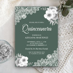 Rustic Country Dusty Green Floral Lace Quinceanera Invitation<br><div class="desc">Invite your guests with this elegant Quinceanera invitation featuring beautiful flowers and lace with modern typography. Simply add your event details on this easy-to-use template to make it a one-of-a-kind invitation.</div>