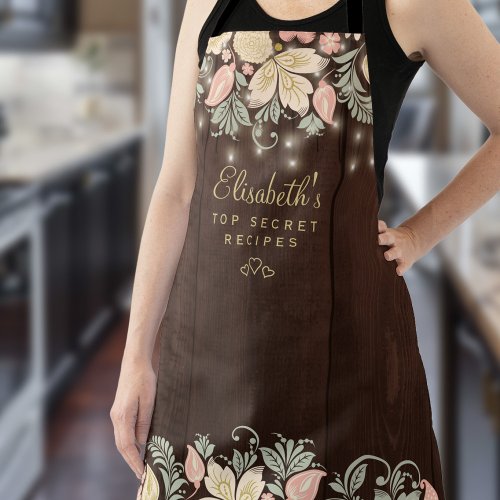 Rustic country elegant floral kitchen chef apron